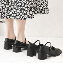 Inglén Black Small Leather Shoes Day Ensemble Women Jk Uniforms 2022 New Spring Burst Soft Leather A Foot Pedal Mari Treasures