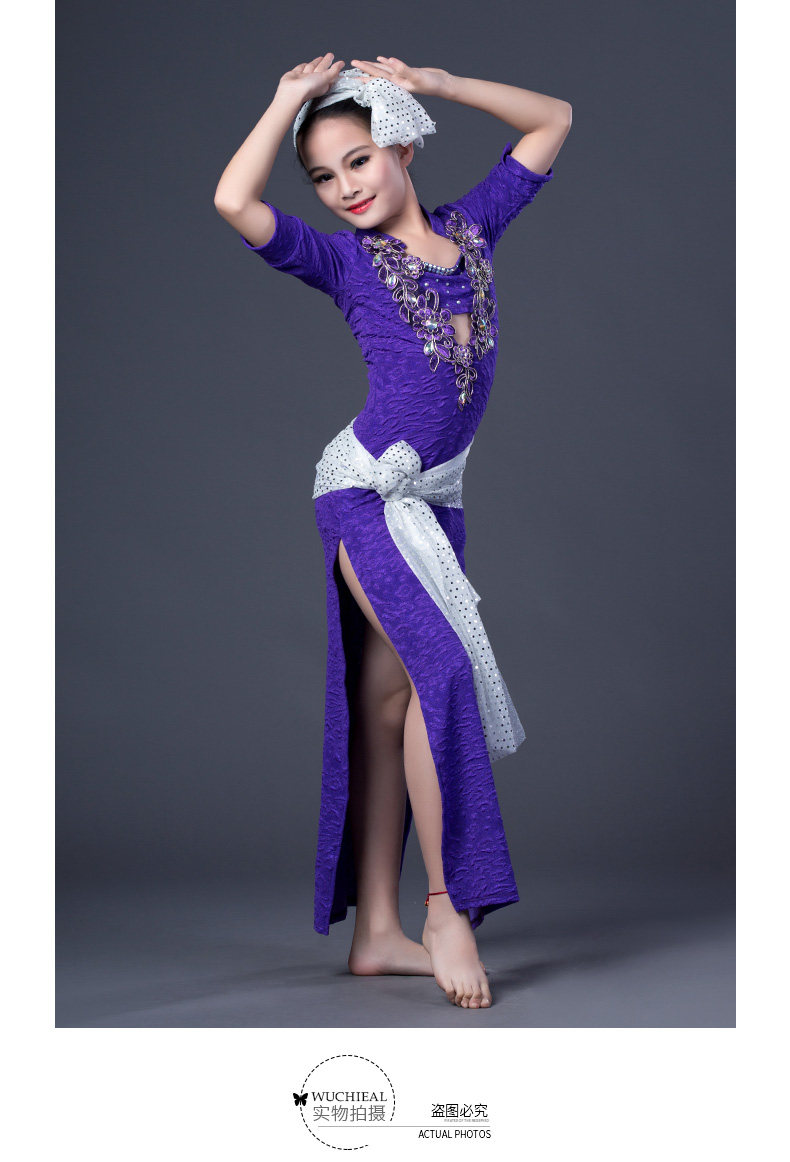 儿童肚皮舞服装 舞姿翼新款少儿印度舞练功演出服套装袍子baladi