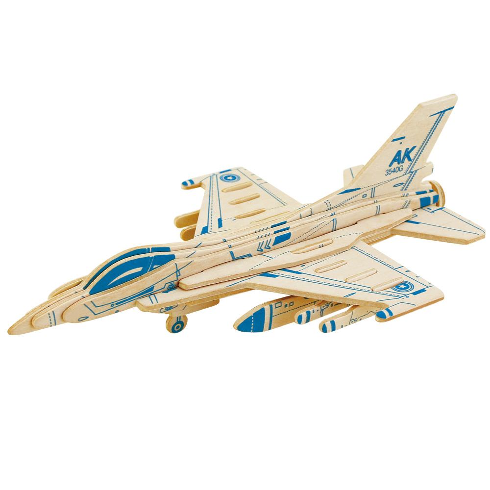 若态木质拼图 3d立体拼板 儿童益智玩具男孩战斗机3-5岁军事模型