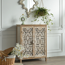 GZ039 American country style European pastoral Wood retro carved storage shoes cabinet side cabinet decoration porch cabinet