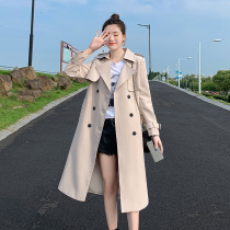 Casual windbreaker coat medium-long female early spring and autumn small man 2021 new windbreaker womens medium-long coat popular