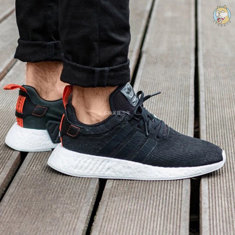 adidas nmd r2 二代 新款 白黑黑白黑红情侣跑步鞋by9914 cg3384