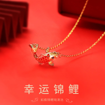 925 sterling silver lucky koi necklace 2021 new female Chinese style pendant niche design light luxury choker