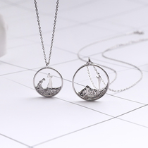 925 Sterling Silver Mountain Alliance vows couple necklace light luxury niche 2021 new female simple design sense choker