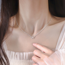 925 sterling silver W letter necklace light luxury niche choker 2021 new simple style design sense love pendant