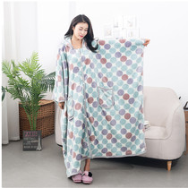 Flannel Adult Cartoon Printed Bathrobe Spring and Autumn Winter Thickened Coral Sleeping Clothes Blanket Cloak Couple
