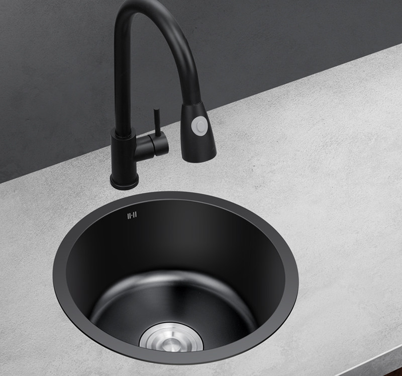 黑色纳米圆形水槽单槽小号小水槽迷你不锈钢厨房洗菜盆吧台水槽