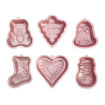 Baking Mold Gold non-stick Christmas 6 piece Christmas tree snowman Bell socks oven cake mold