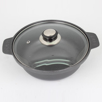 Glass lid Cast iron pot Chongqing chicken pot Roast chicken pot Special pot Chicken pot Rooster pot Induction cooker can be used iron pot