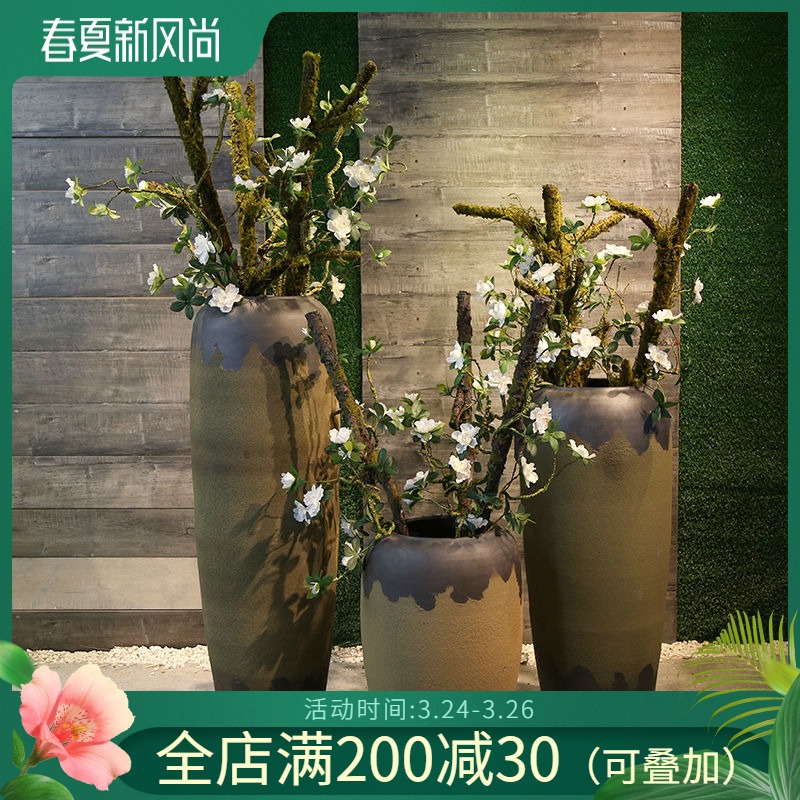 Jingdezhen coarse pottery vase of large hotel restaurant ceramic flower implement club show big sitting room restoring ancient ways furnishing articles