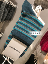 (Spot) calzedonia green gray striped socks flashing casual comfortable fashion cotton socks