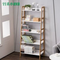 Bookshelf Living room Bedroom Nordic Nanzhu bookcase Floor-to-ceiling modern shelf Simple corner trapezoidal bookshelf shelf