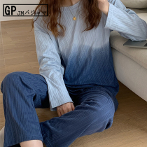 Japanese GP cotton pajamas women in autumn and winter Han edition of gradient long sleeve leisure thin home clothing two pieces of spring
