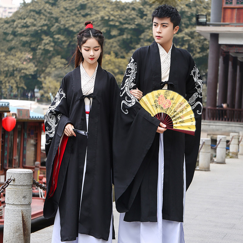 日常汉服男绣花交领上衣襦裙大鳌长袍套装学生毕业班服