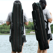 Double-layer 3-layer canvas bag 70 80cm1 1m 1m 2 fish pole bag fishing bag military green waterproof shoulder back fishing gear bag