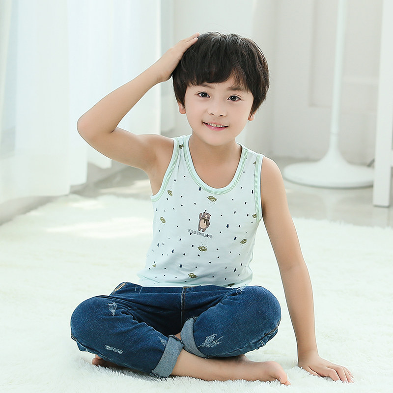 英博伦男童背心 儿童纯棉无袖小背心中大童男孩宝宝薄款内衣 夏季