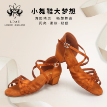 LD children professional Latin dance shoes Soft bottom beginners practicing girl girl girl low heel dancing national standard small white shoes