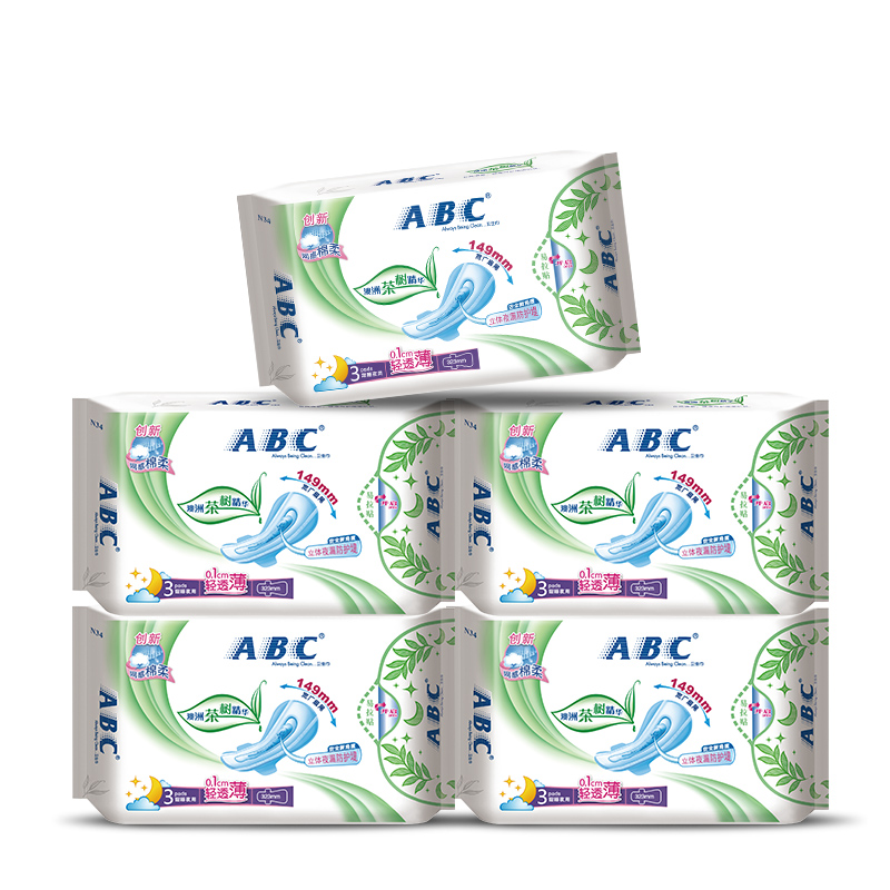 abc官方旗舰店澳洲茶树超薄夜用卫生巾323mm/3片*5包T9产品展示图2