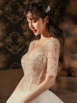 Bush Feather Wedding Dress 2021 New Classic Starry Sky Fantasy Luxury Heavy Industry Slim Big Tail Main Yarn