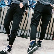 Europe station 2020 winter new Hong Kong style Korean version of casual thin plus velvet elastic micro crotch small feet Harun jeans