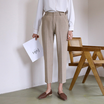 Early spring love ~ 2021 New year light khaki casual ankle-length pants womens straight tube high waist suit pants loose