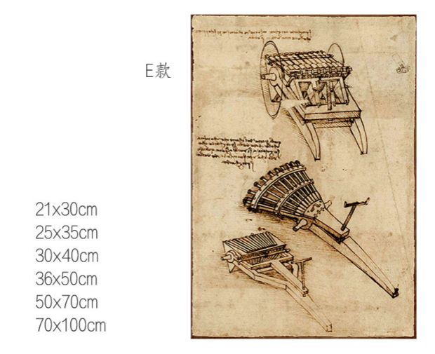 达芬奇手稿-机械类 davinci素描簿 欧式装饰画 艺术美术经典 组画_7折