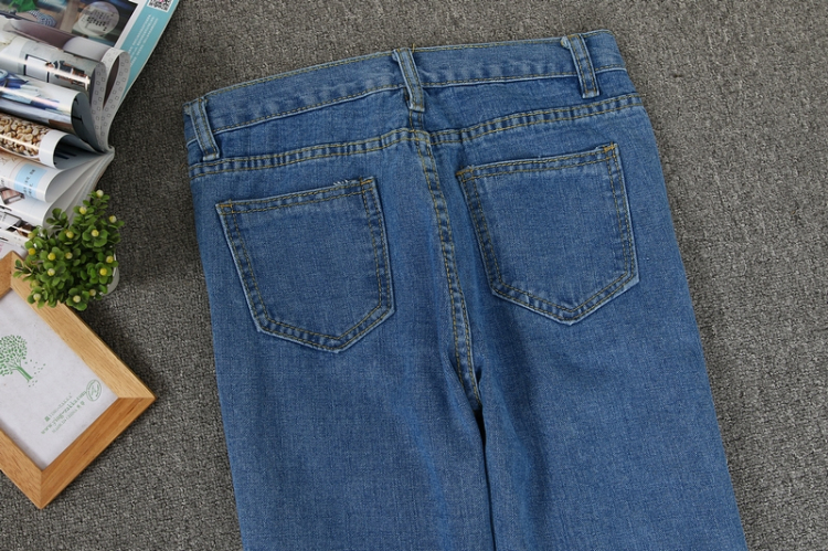 实拍1056#17年夏季女款渔网破洞两穿牛仔裤