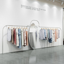 Clothing store hangers floor-standing wall display rack creative stainless steel brushed silver display rack womens shelves