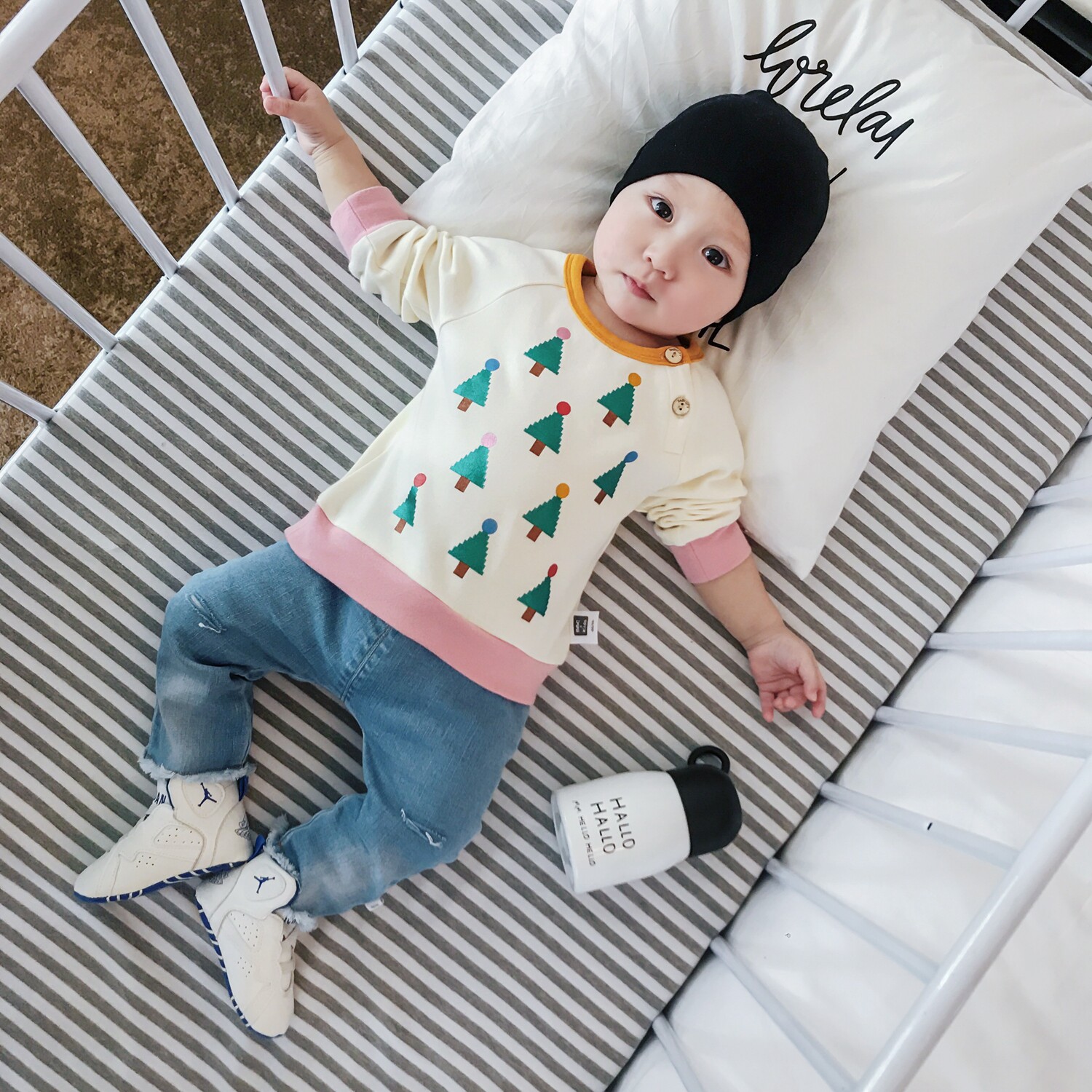 春秋季婴儿上衣宝宝长袖全棉t恤衫新生儿男女上衣套头打底衫0-1岁_7折