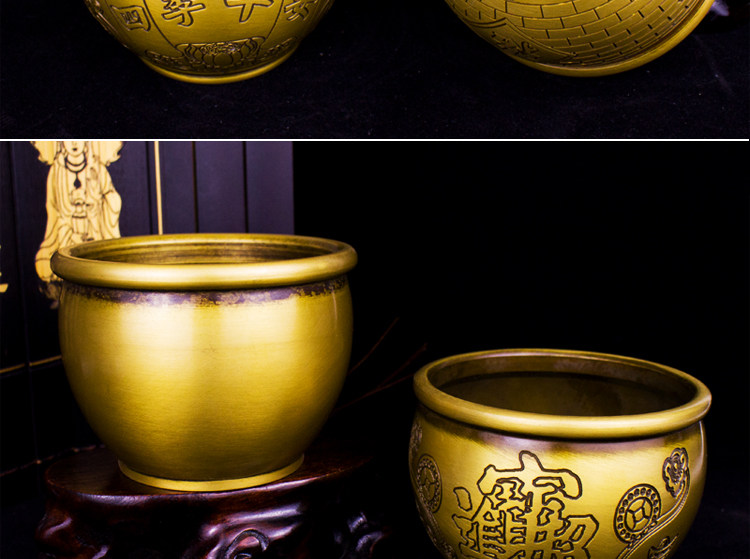 铜缸摆件纯铜缸摆件纯铜招财水缸烟灰缸小聚宝盆香炉家居饰品礼品