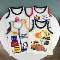 90-140 Summer slim Pure Cotton Vest Boy Cartoon Engineering Car Sleeveless T-shirt Baby Blouse Cool Outwear