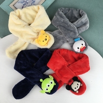 Warm soft children cross scarf cartoon cute plush children warm windproof baby scarf Autumn Winter Red