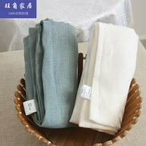 Double layer linen blanket pillow towel single pure hemp pillow cushion machine washable and breathable cool pure color linen