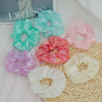 Korean version of ins transparent mesh large intestine Hairband gradient chiffon organza shiny silk head rope female super fairy hair ornaments