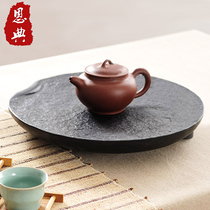 Wujin Stone tea tray whole office home small natural stone tea table oval black gold stone tea table Tea Sea