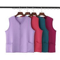 Autumn and winter New Women plus fat plus size solid color warm cardigan waistcoat shoulder middle-aged three-layer cotton waistcoat