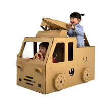 Childrens corrugated cardboard case diy hand-painted toy ambulance police car fire truck large cardboard model
