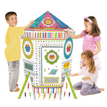 Painted Graffiti Stereo Rocket diy cardboard 3D House Childrens Puzzle Interspersed Handmade Toys