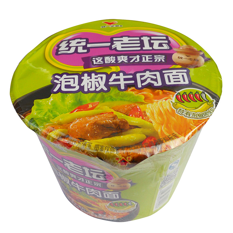 统一 老坛泡椒牛肉面 泡面方便面 桶装面 112gx12桶整箱包邮