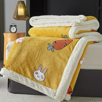 Double-layer blanket quilt Winter lamb velvet thickened warm coral velvet blanket Flannel bed sheet Mat Bed Bed