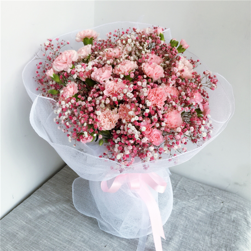 进口鲜花速递满天星弥雾多头玫瑰康乃馨花束生日妈妈礼物老师北京