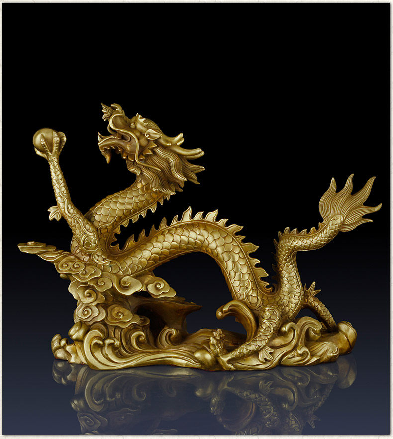 纯铜龙摆件腾飞龙办公室装饰品客厅摆件生肖龙工艺品招财铜龙礼品