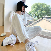 White Sports Pants Womens Pants 2021 New Spring and Autumn Thin Loose Bundle Foot Pants Casual Carrot Harlem Pants