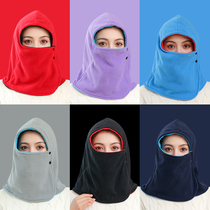 Autumn and winter warm bib hat integrated men and women thick fleece bag head cold riding electric car face cover