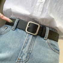 Retro minimalist Joker Belt Korean students do old black casual belt wide jeans with female decoration hipster