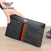 VFANAMANI male bag business handbag male leather bag fashion large capacity hand grab pack high-end handbag male