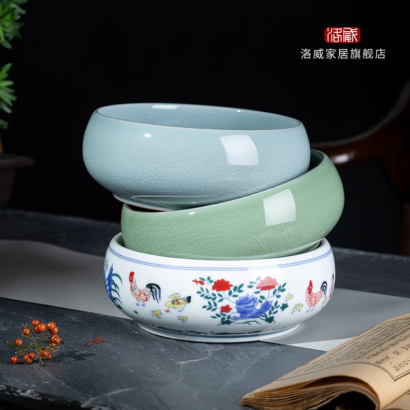 Wash bath, your up large tea tea with jingdezhen ceramic tea set household elder brother up with parts water jar writing brush washer