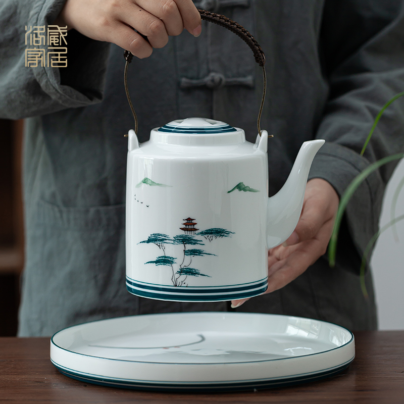 New hand - made ceramic Chinese landscape make tea tea set home sitting room is contracted teapot teacup tea tray