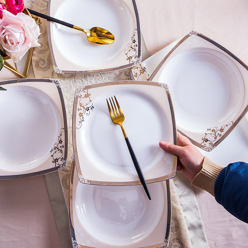 The rule of clearance! Ipads China tableware suit of jingdezhen ceramic bowl dish combination light key-2 luxury European - style key-2 luxury dishes