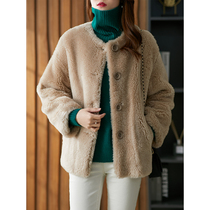 UJIA cashmere coat women 2021 Winter new short Lamb hair particles cashmere fur coat Young